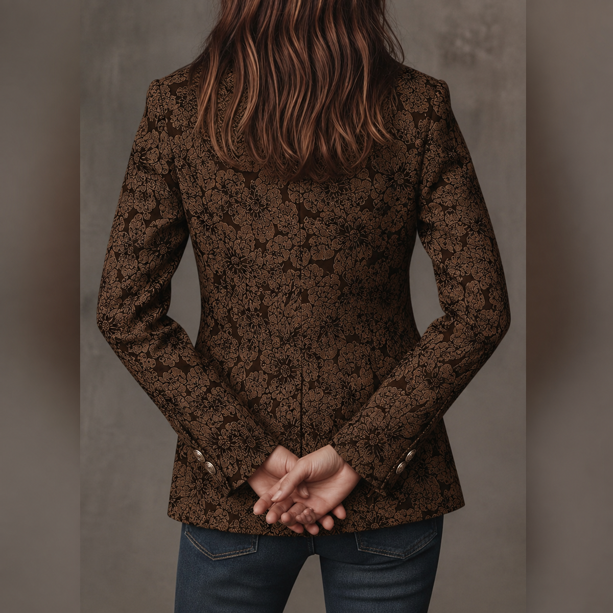 Estela | Blazer Entallado de Jacquard con Estampado de Cachemira