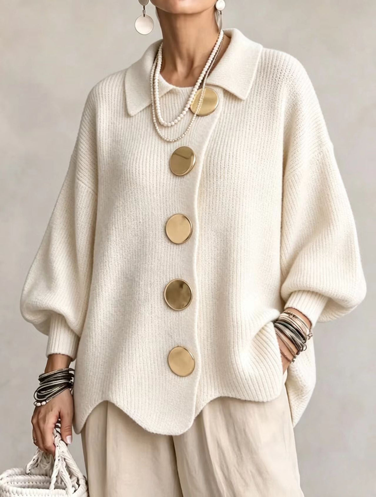 Victoria | Cárdigan oversize con Botones Dorados