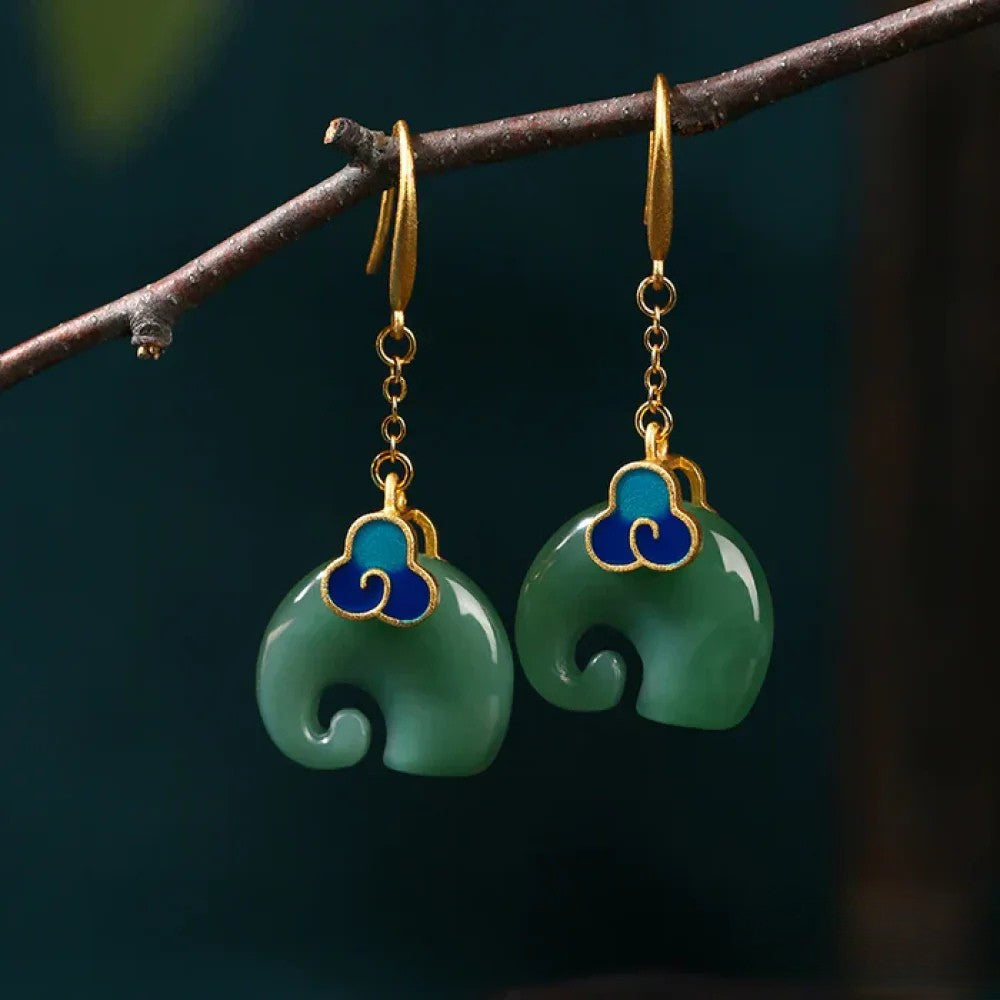Pendientes Retro Elefantes Verdes