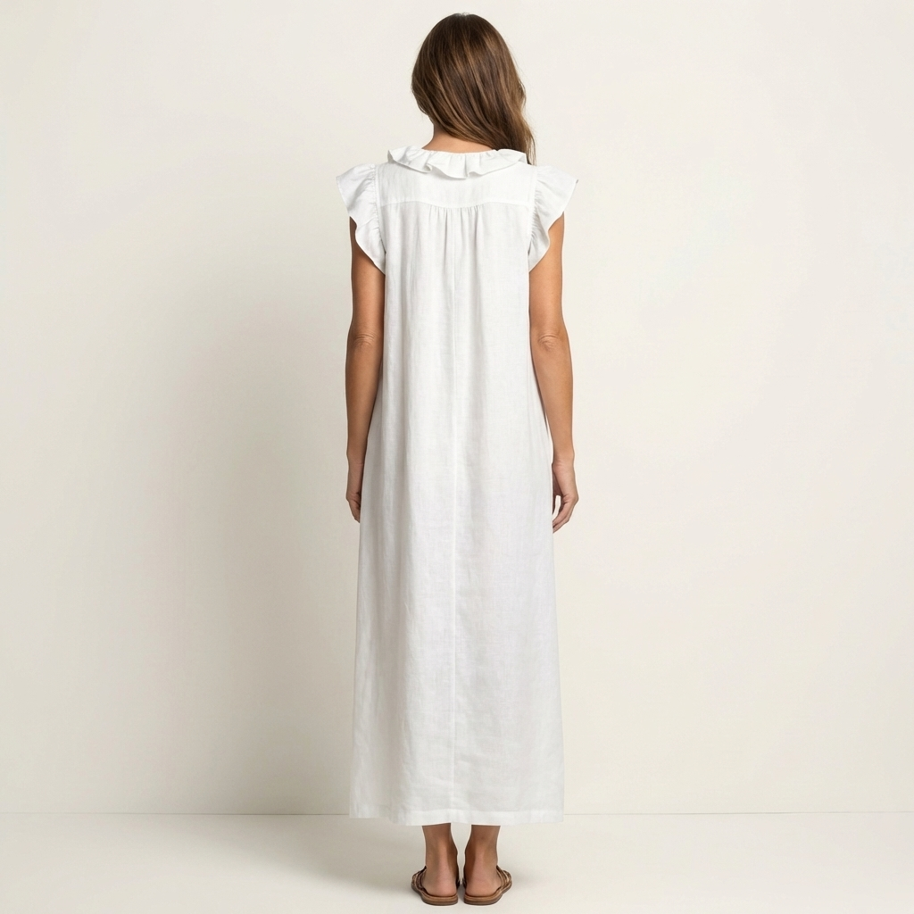 Isabel | Vestido Largo de Lino con Volantes
