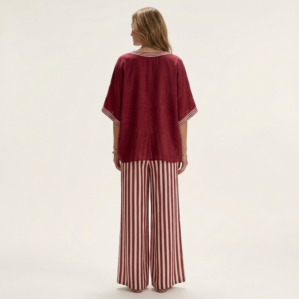 Teresa | Conjunto de Lino con Pantalón de Rayas