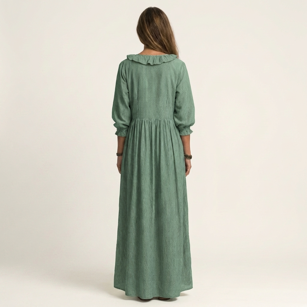 Laura | Vestido Largo de Rayas con Volantes