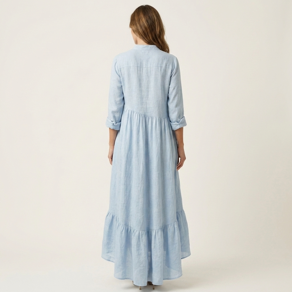 Jimena | Vestido Largo de Cuello Alto con Volantes