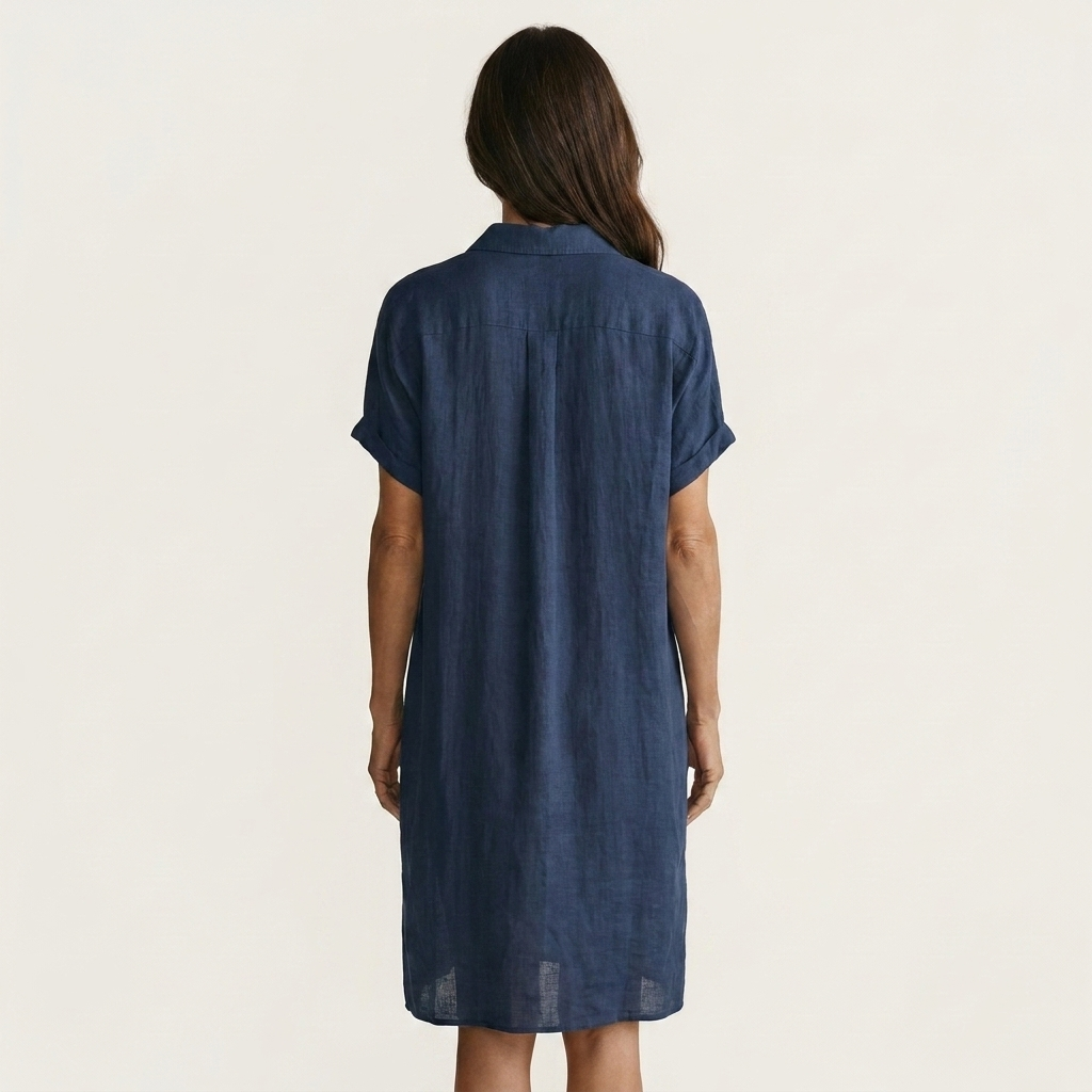 Patricia | Vestido Camisero Midi de Algodón y Lino