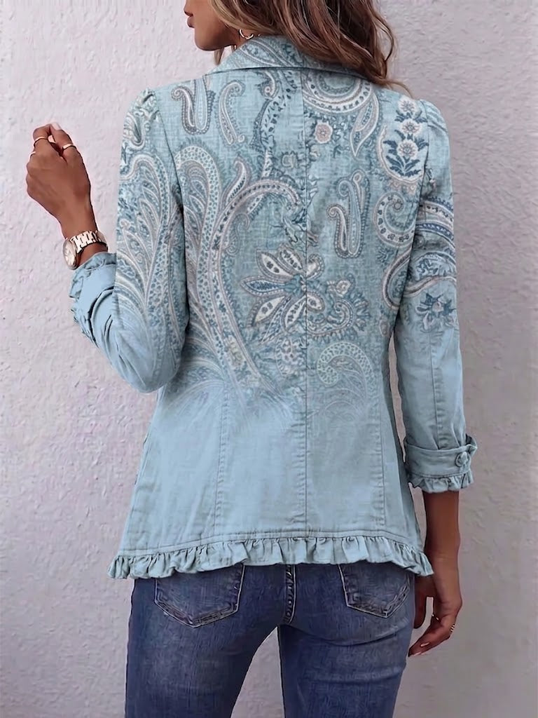 Teresa | Chaqueta de Estilo Clásico con Estampado de Cachemira y Volantes