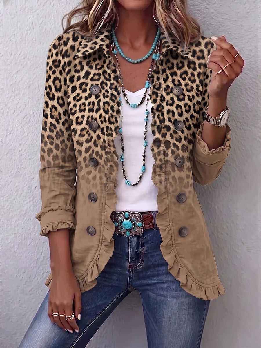 Silvia | Chaqueta de Leopardo Degradada con Volantes