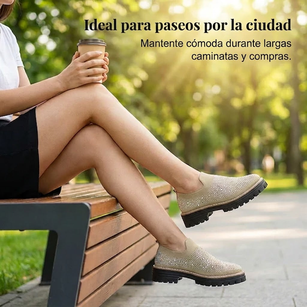 Aria - Mocasines sin cordones con pedrería brillante