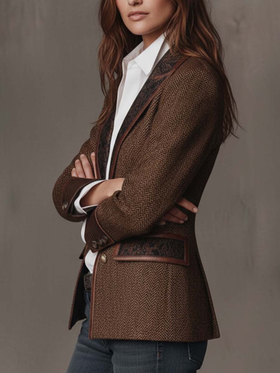 Gisela | Blazer de Paneles con Estampado de Espiga