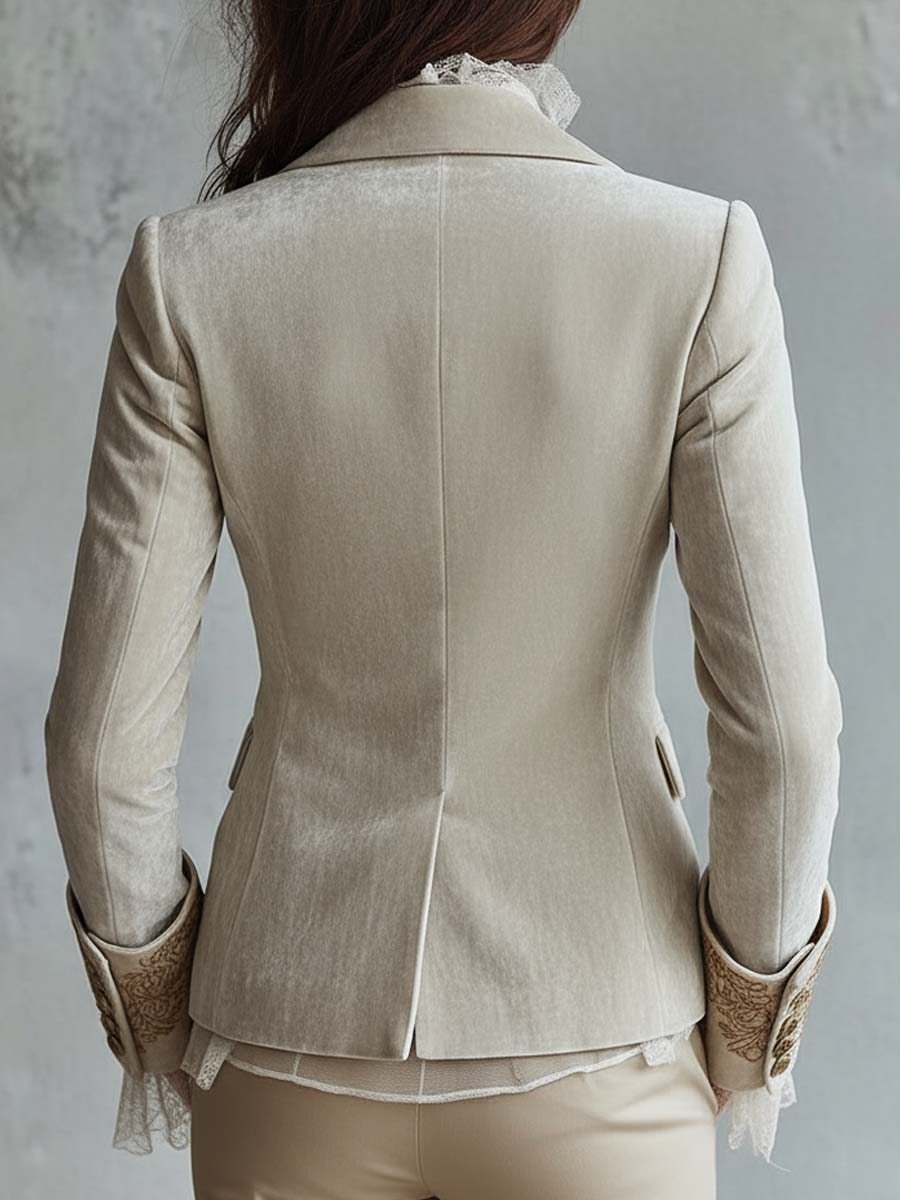 Carla | Blazer Marfil Bordado de Corte Sastre