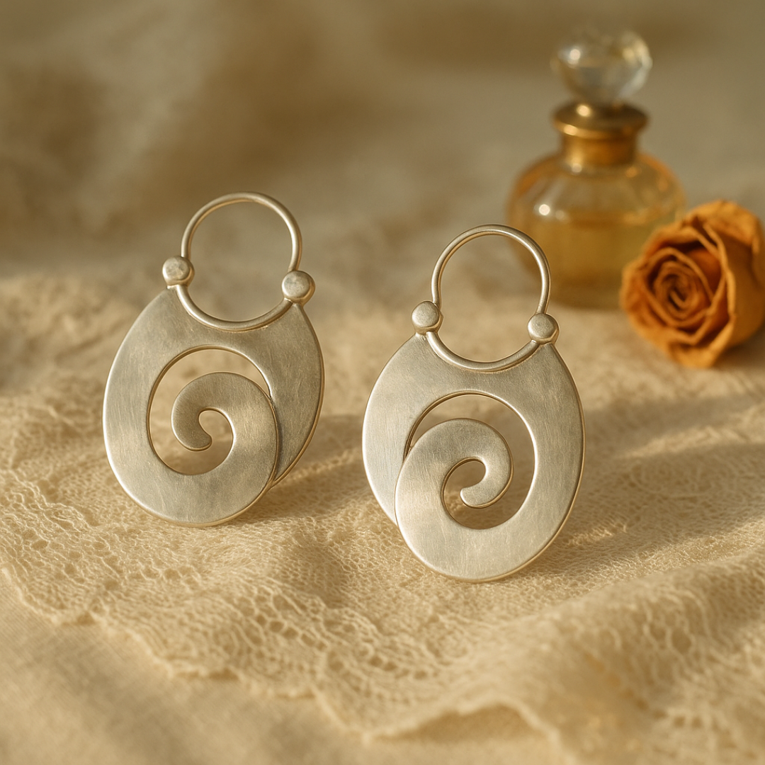 Pendientes Vintage en Forma Única – Reflexión de Plata con Carácter