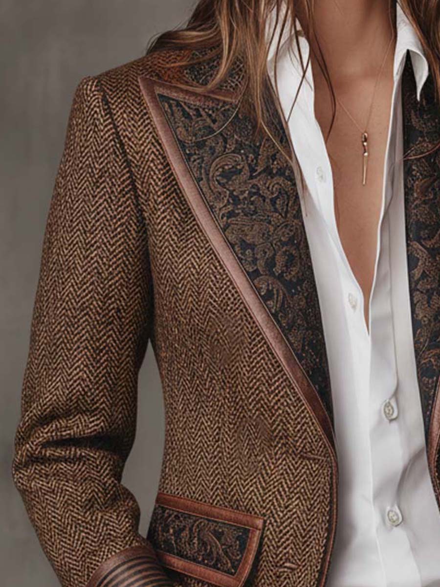 Gisela | Blazer de Paneles con Estampado de Espiga