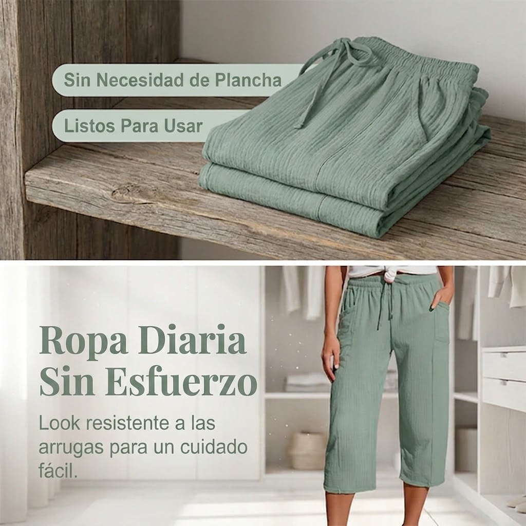 Amelia - Pantalones cortos plisados lisos