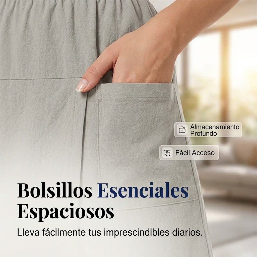 Leila - Falda pantalón casual con cintura elástica