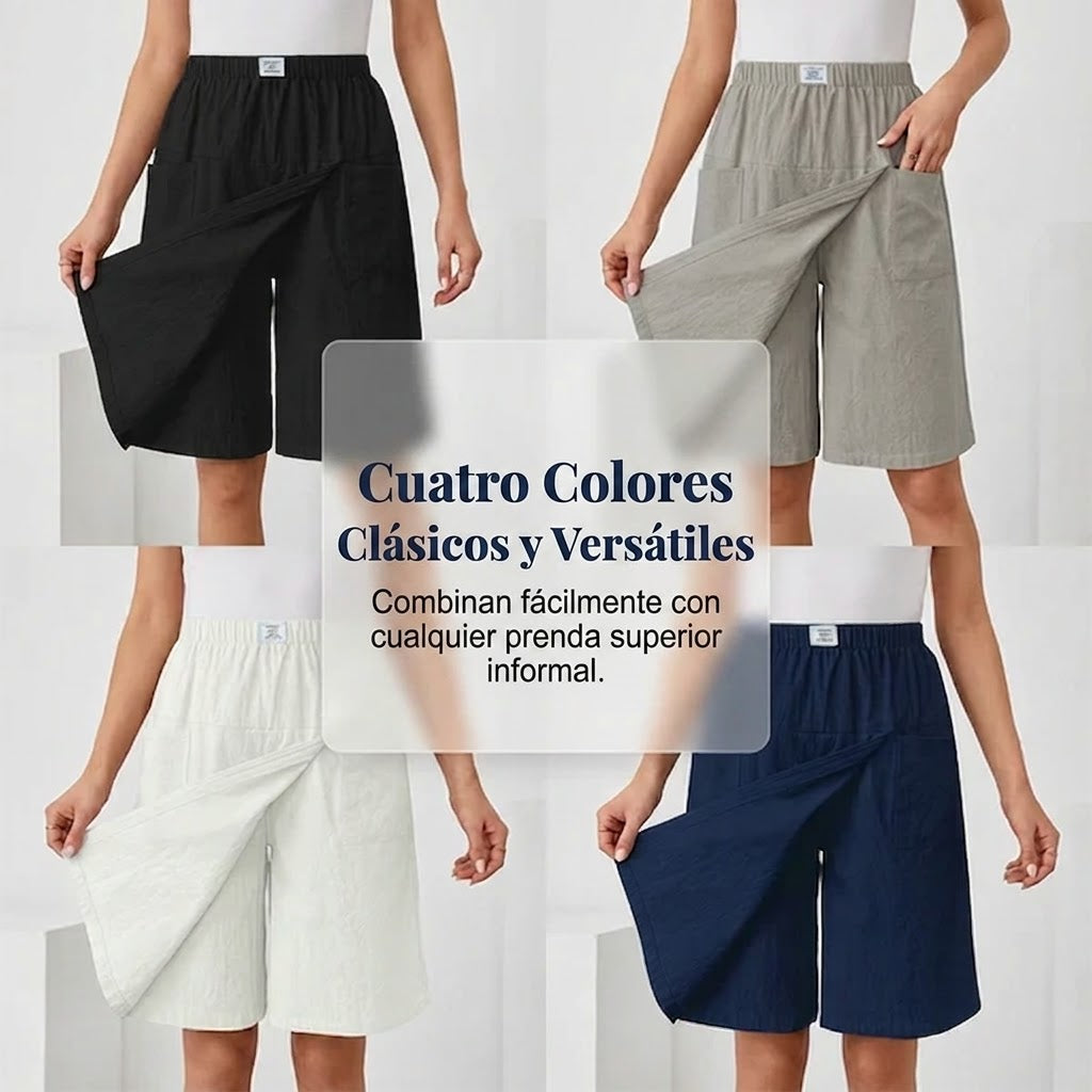 Leila - Falda pantalón casual con cintura elástica