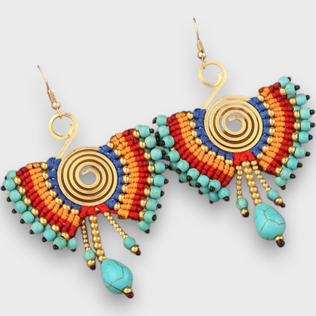 Isalda – Pendientes Vintage con Madera y Perlas