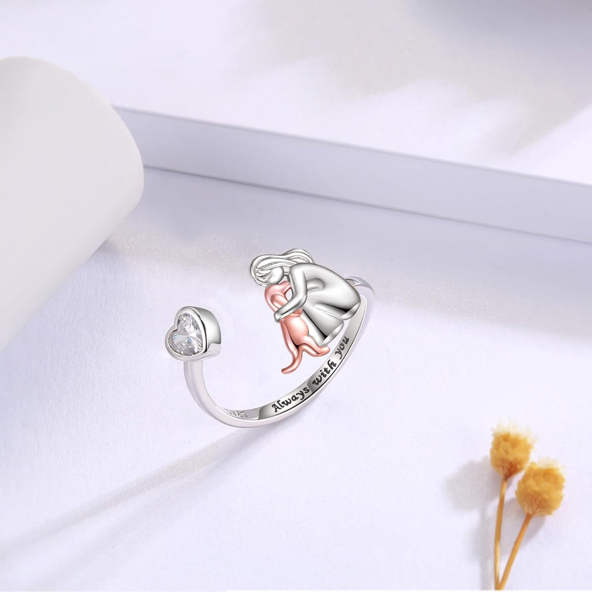 Elisa - Anillo con ícono de perro (Rosa)