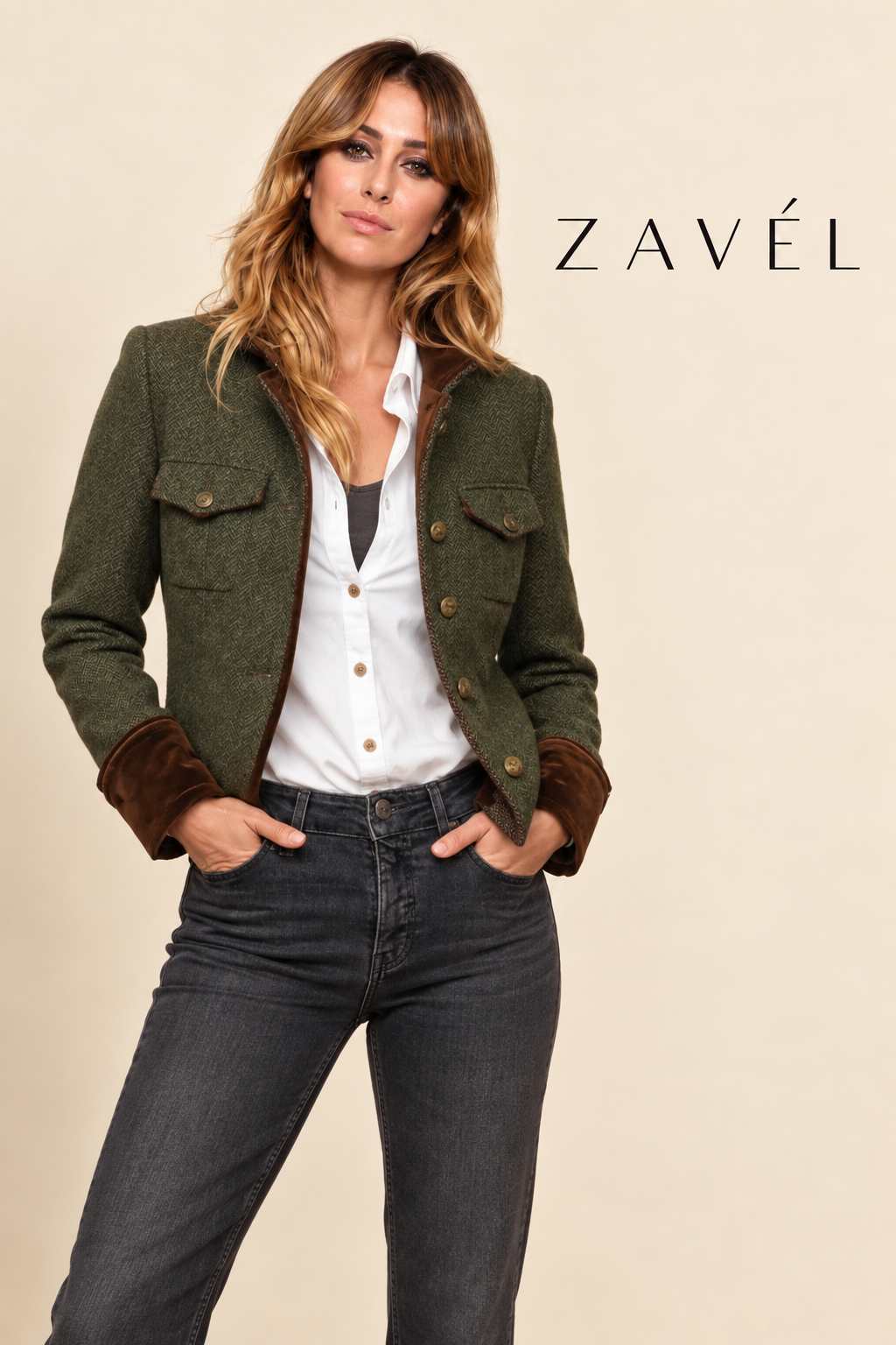 Daniela - Chaqueta elegante con detalles de terciopelo
