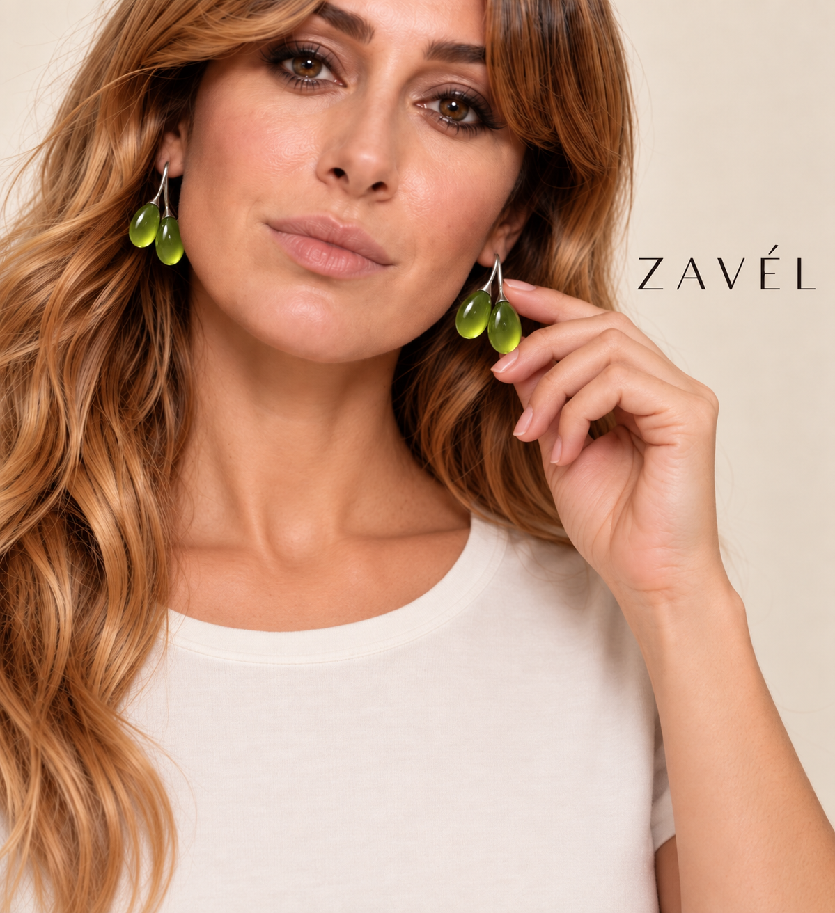 Pendientes vintage de vidrio oliva