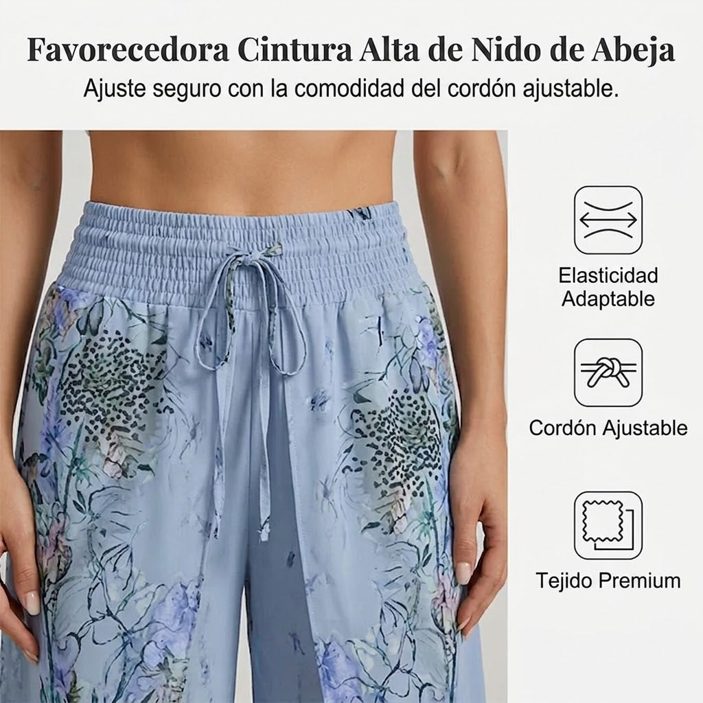 Samira - Pantalón fluido estampado con cordón ajustable
