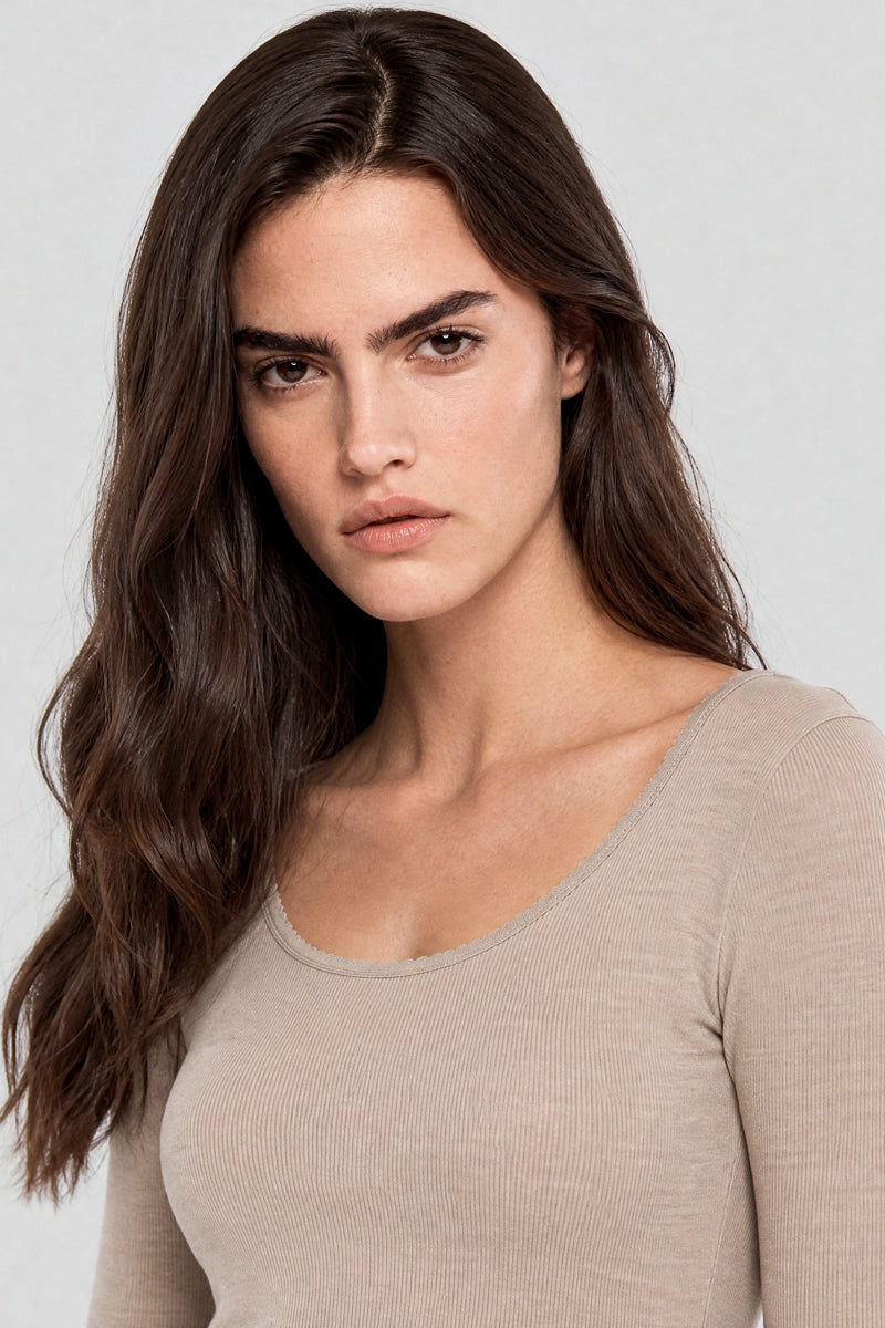 Claudia | Camiseta de mangas largas - lana y seda