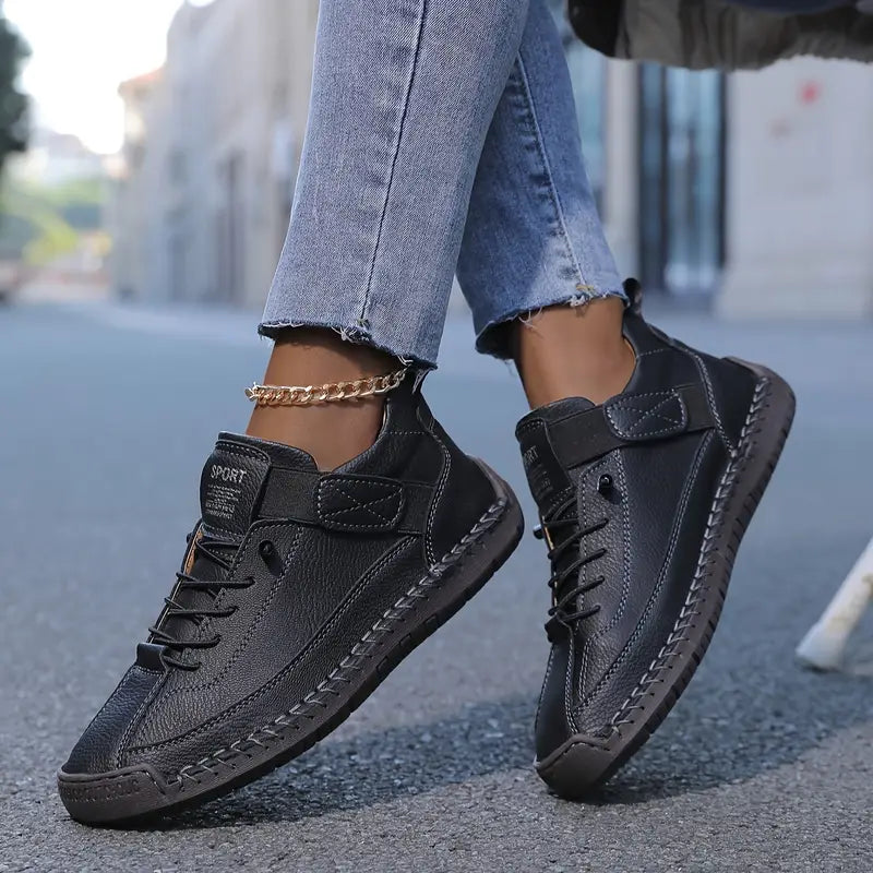 Gisela - Zapatillas ortopédicas cómodas de efecto piel