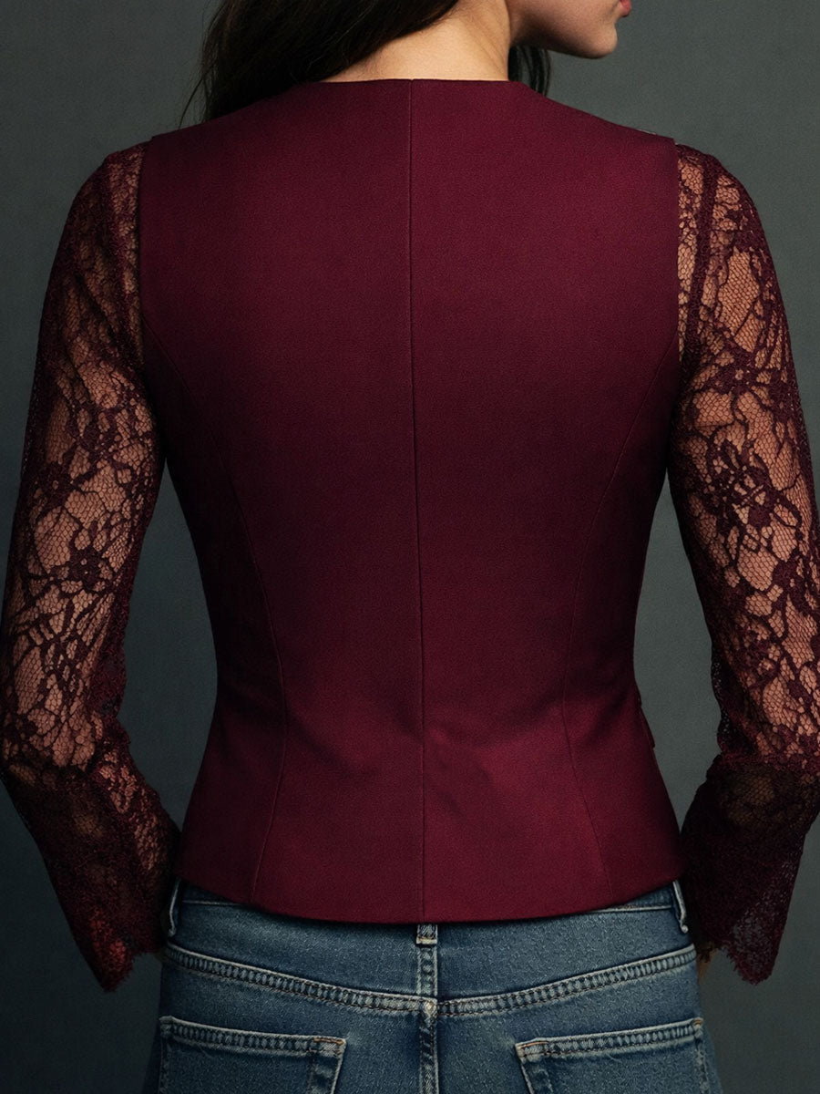 Noemí | Blazer Negro con Mangas Semitransparentes