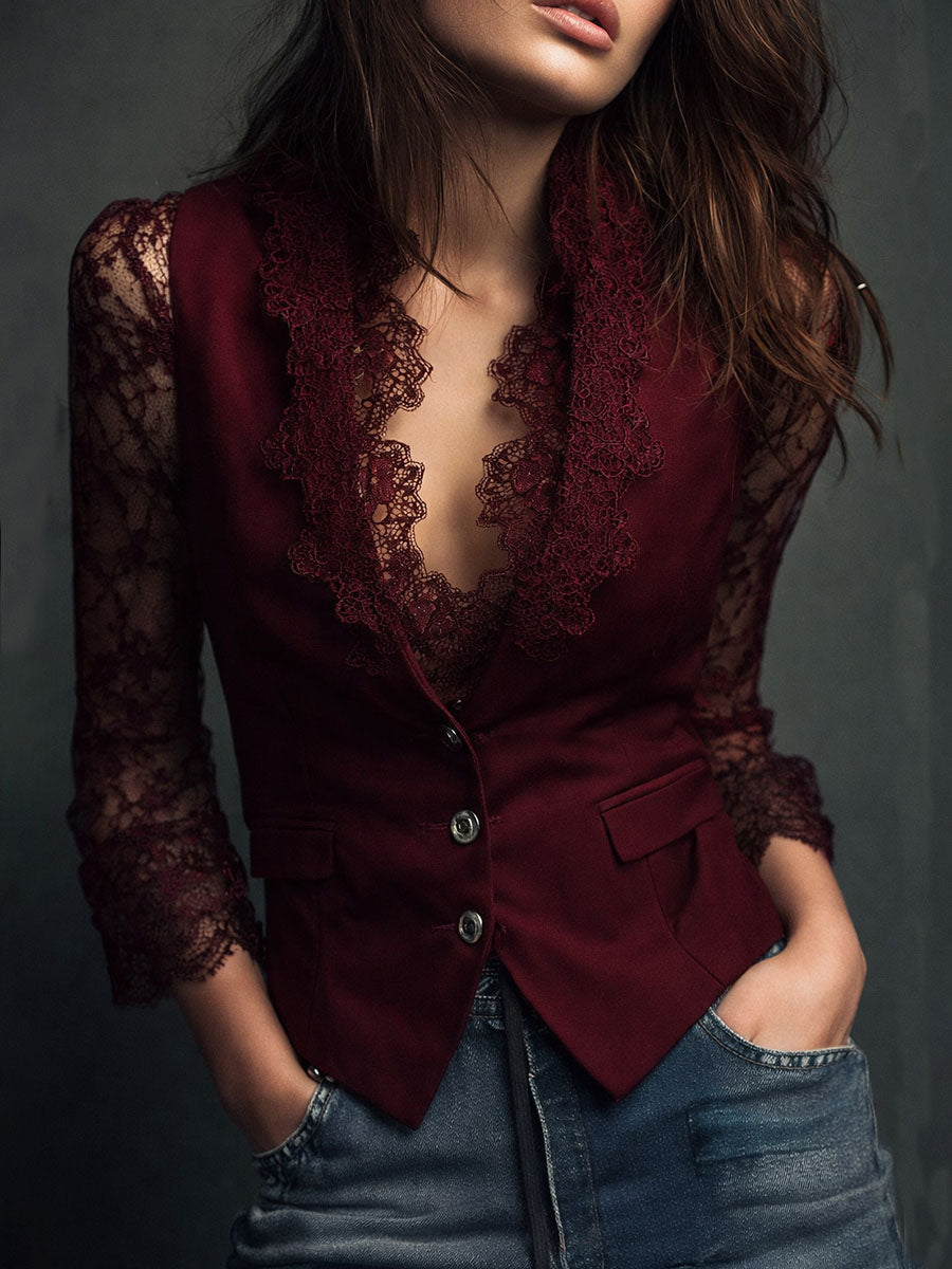 Noemí | Blazer Negro con Mangas Semitransparentes