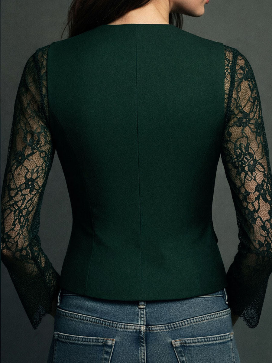 Noemí | Blazer Negro con Mangas Semitransparentes