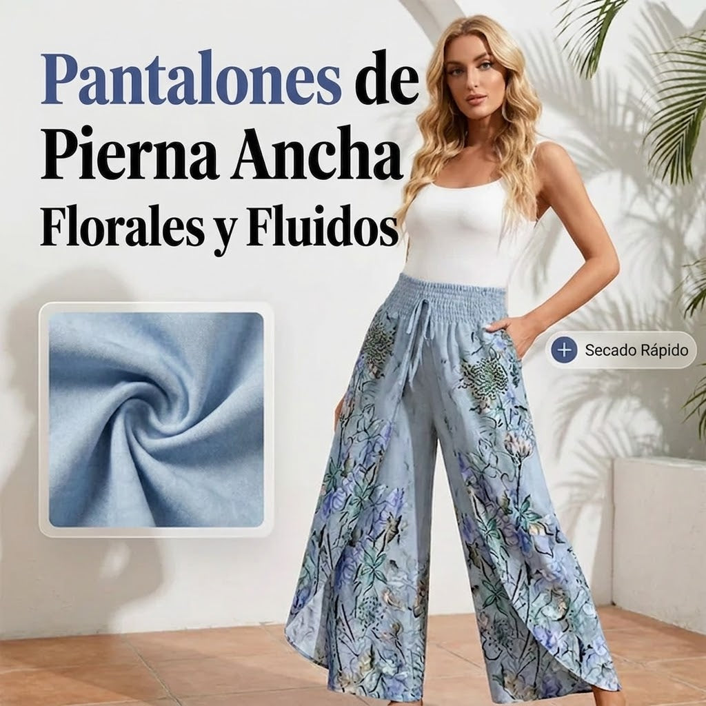 Samira - Pantalón fluido estampado con cordón ajustable