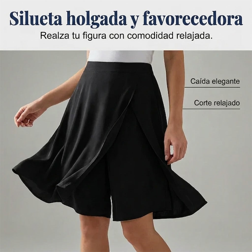 Leila - Falda pantalón casual con cintura elástica