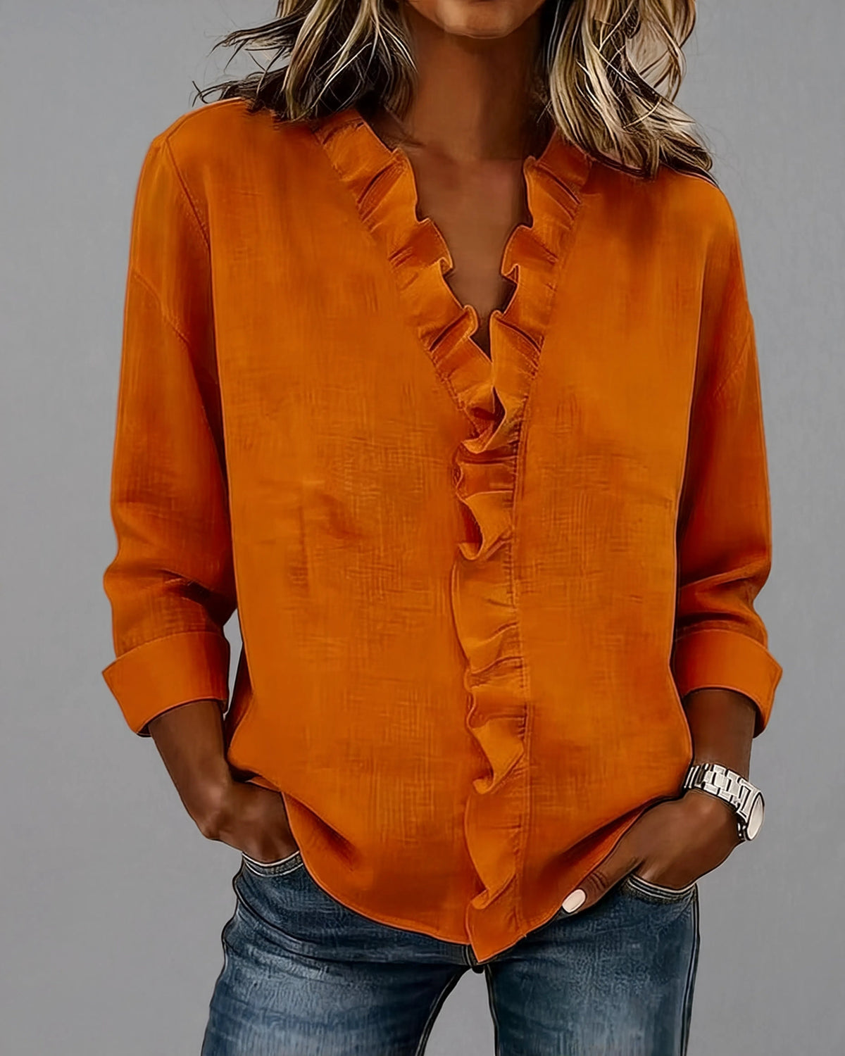 Nerea | Blusa de manga larga con escote en V