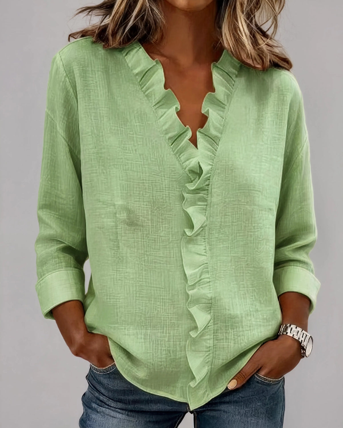 Nerea | Blusa de manga larga con escote en V