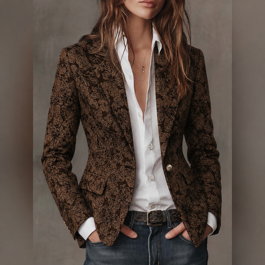 Estela | Blazer Entallado de Jacquard con Estampado de Cachemira