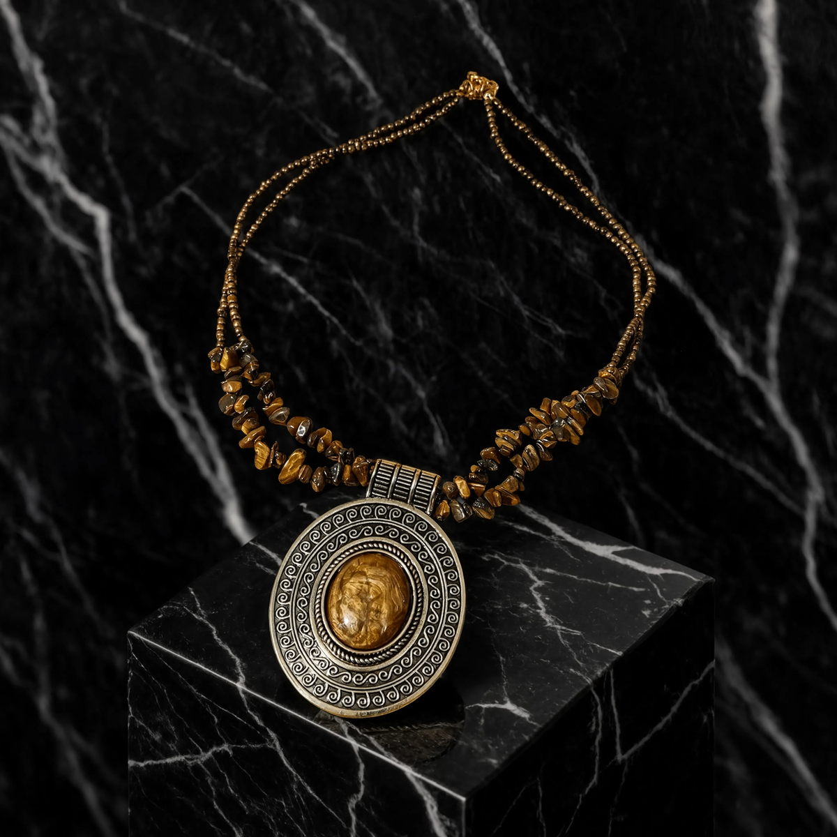 Maralis – Collar Vintage con Colgante de Piedra Natural