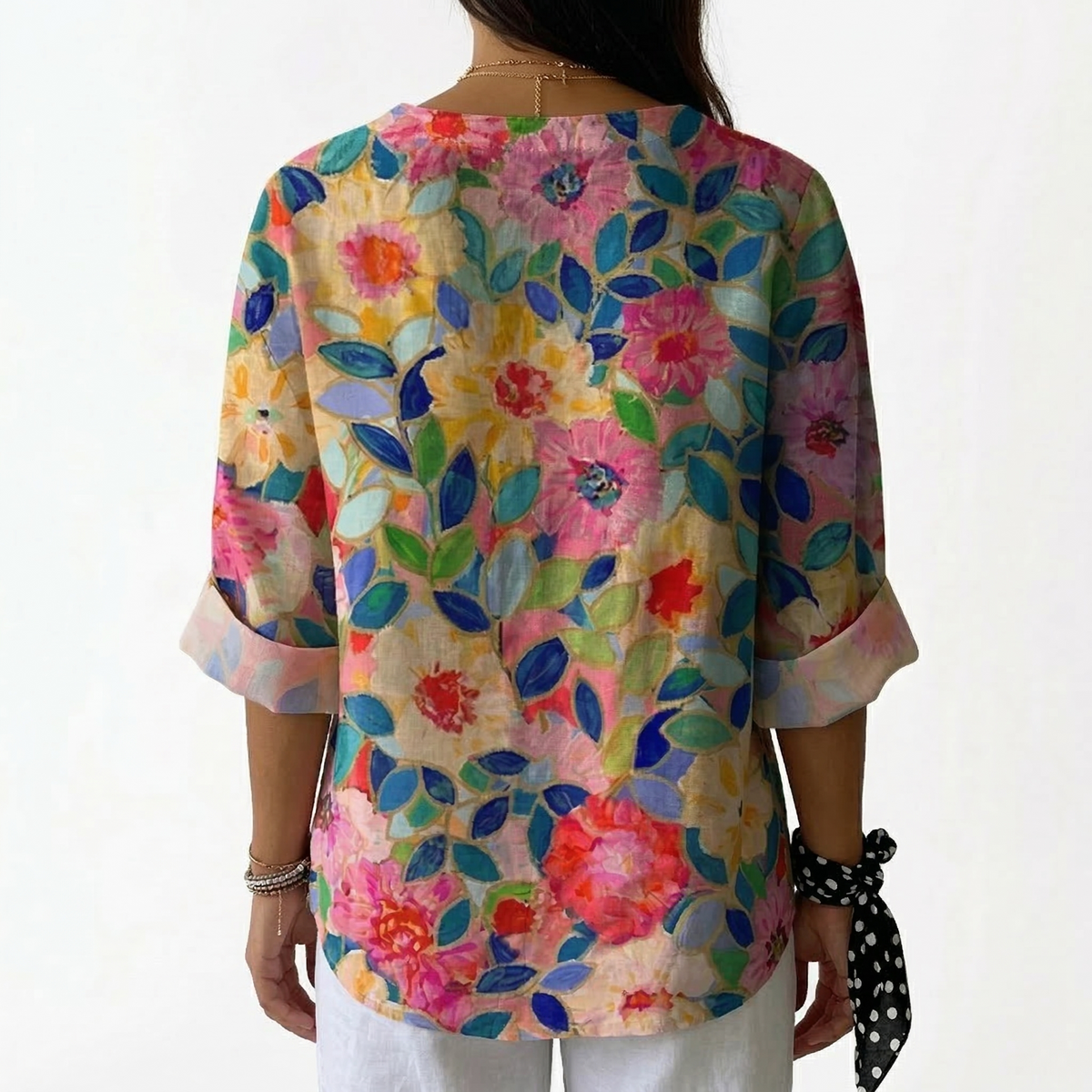 Gabriela | Blusa Floral Vibrante con Detalle de Botón