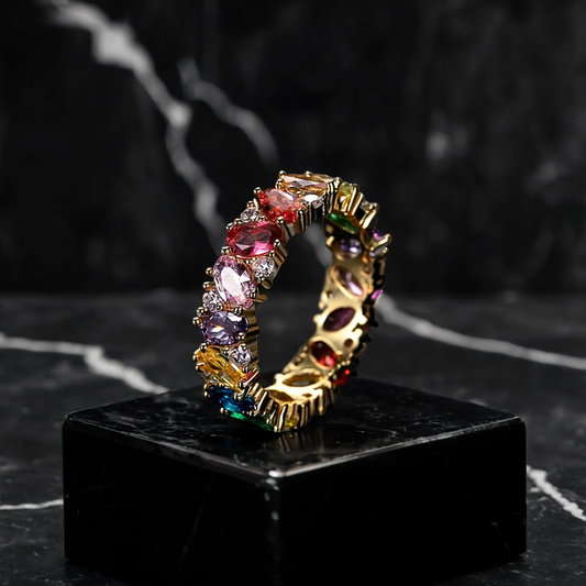 Anillo Vintage en Zirconia Colorida