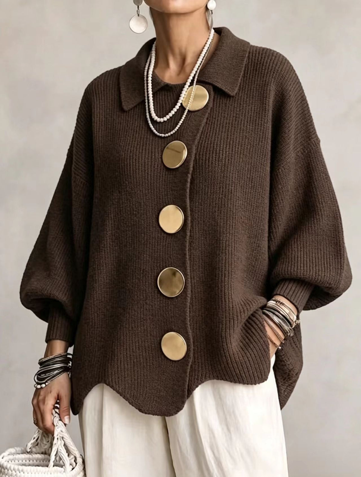 Victoria | Cárdigan oversize con Botones Dorados