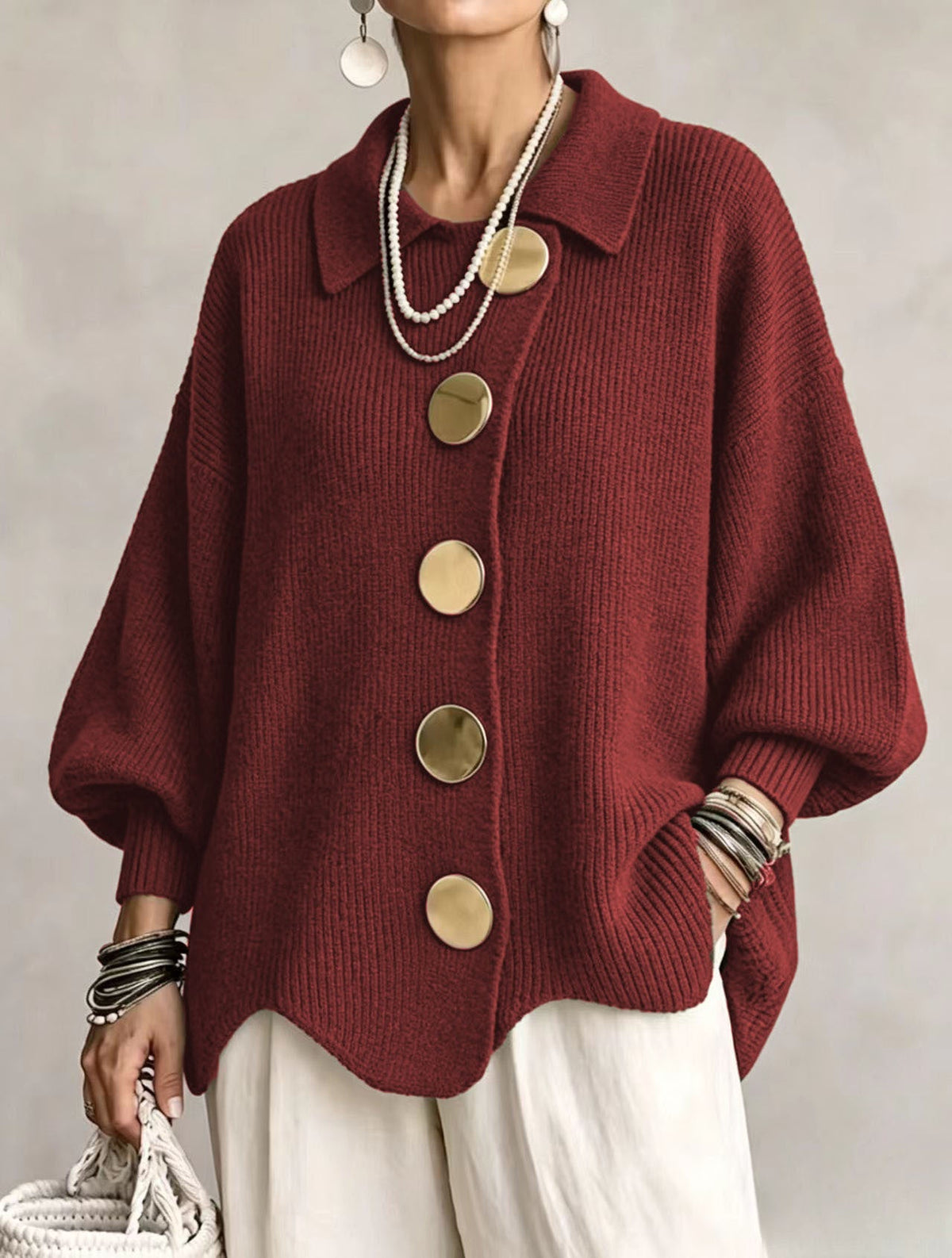 Victoria | Cárdigan oversize con Botones Dorados