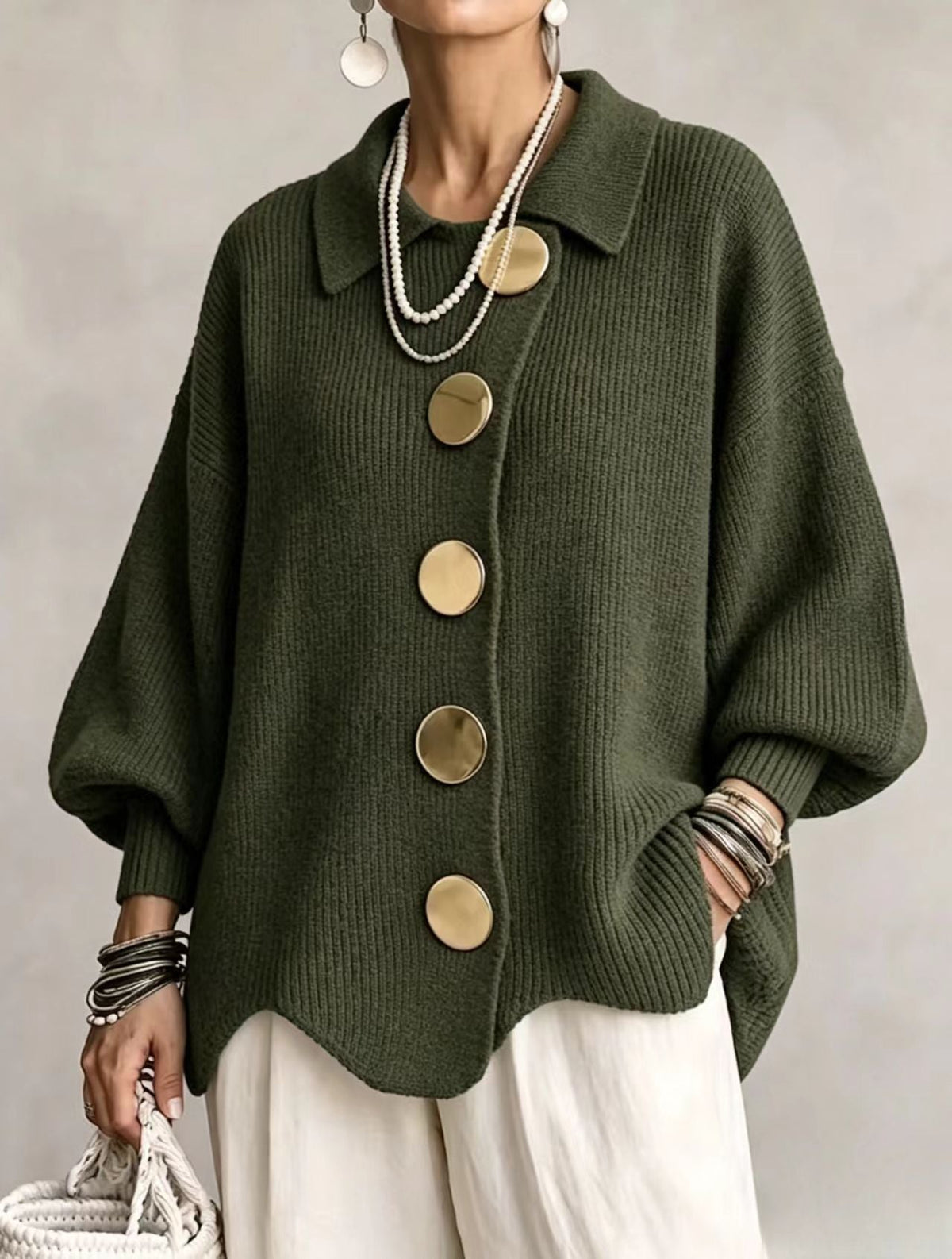 Victoria | Cárdigan oversize con Botones Dorados