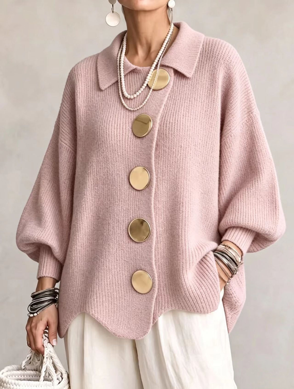Victoria | Cárdigan oversize con Botones Dorados