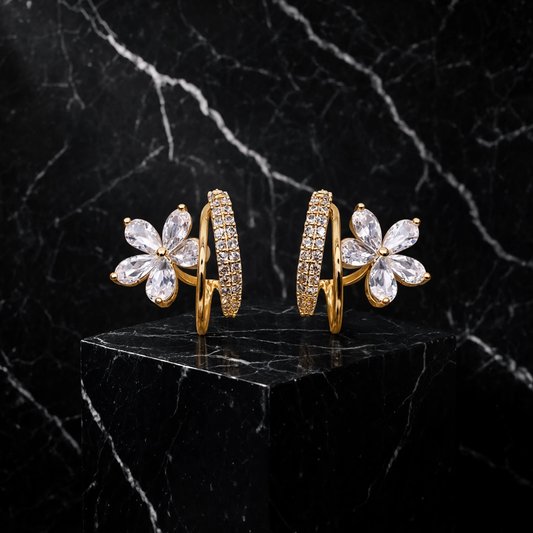 Florelle – Pendientes florales con detalle brillante