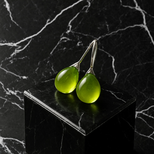 Pendientes vintage de vidrio oliva