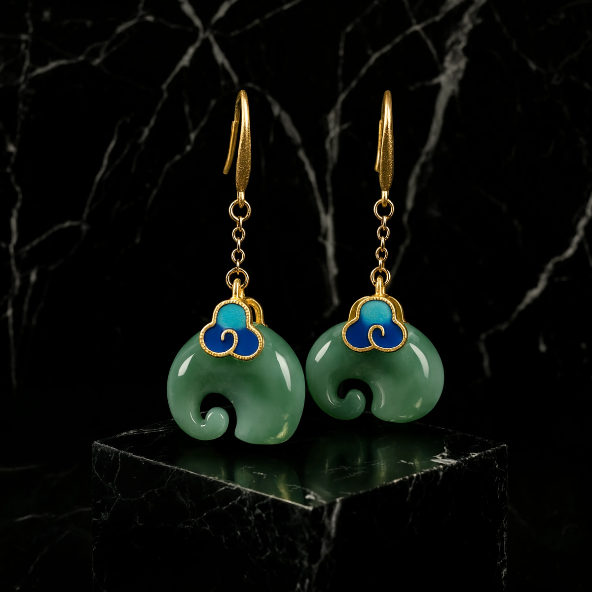 Pendientes Retro Elefantes Verdes