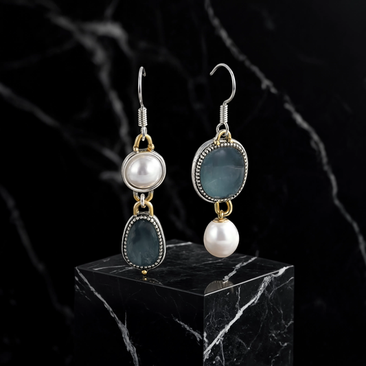 Pendientes Retro de Piedra Natural Azul