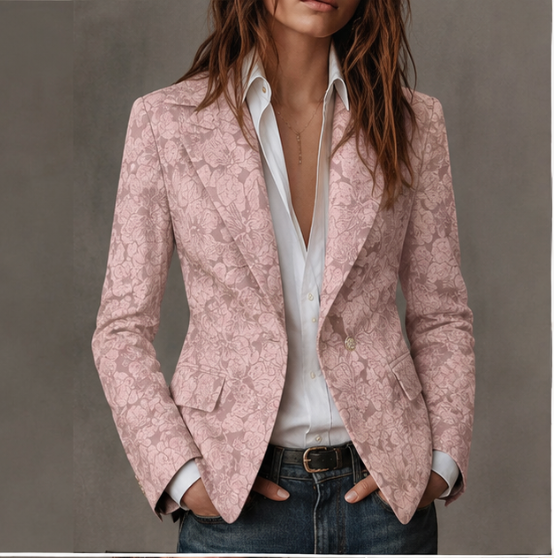 Estela | Blazer Entallado de Jacquard con Estampado de Cachemira