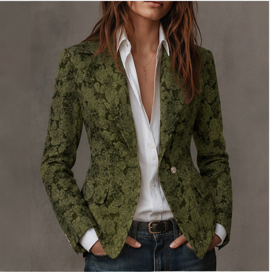 Estela | Blazer Entallado de Jacquard con Estampado de Cachemira