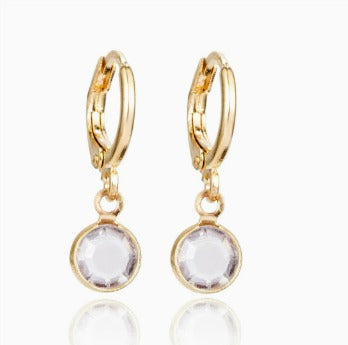 Pendientes redondos de cristal dorado vintage