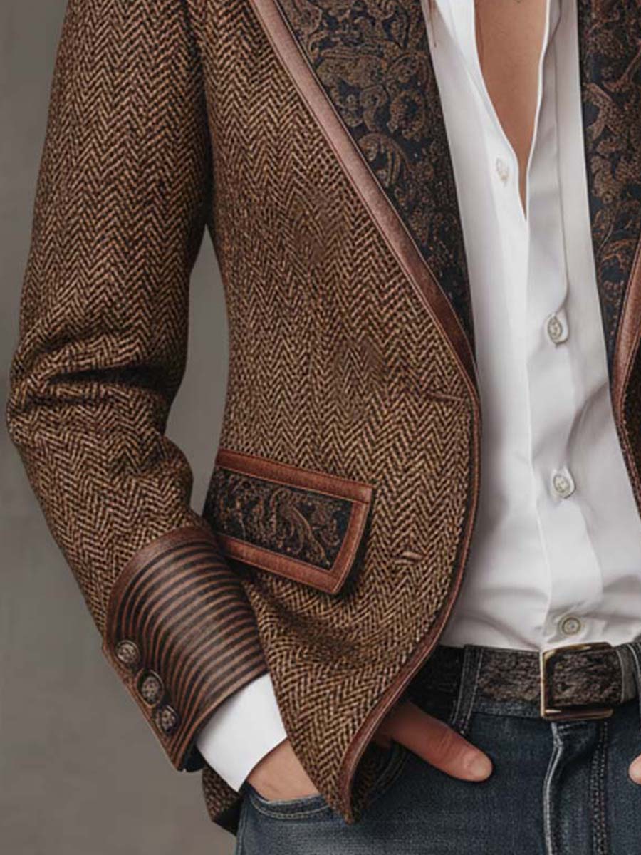 Gisela | Blazer de Paneles con Estampado de Espiga