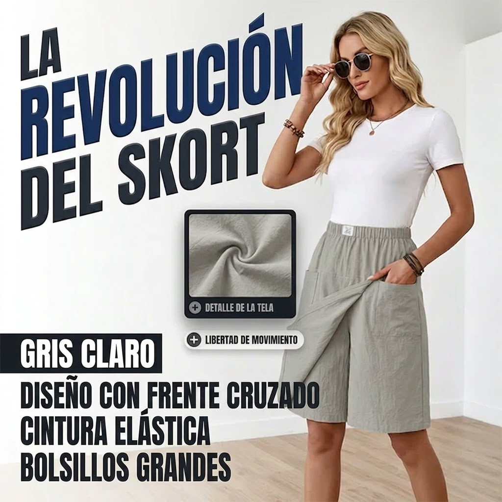 Leila - Falda pantalón casual con cintura elástica