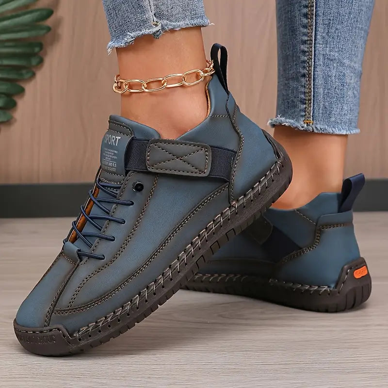 Gisela - Zapatillas ortopédicas cómodas de efecto piel